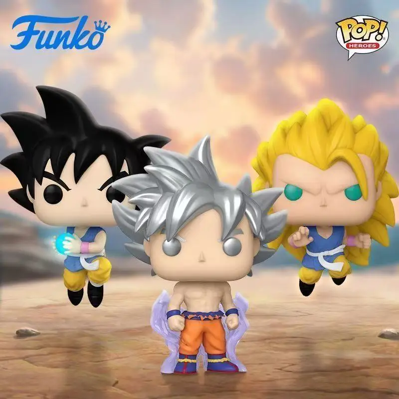 لعبة دراغون بول سلسلة سوبر سايان 3 غوكو عمل أرقام أنيمي فانكو البوب تمثال سطح المكتب الديكور تحصيل نموذج لعب الاطفال هدية #1