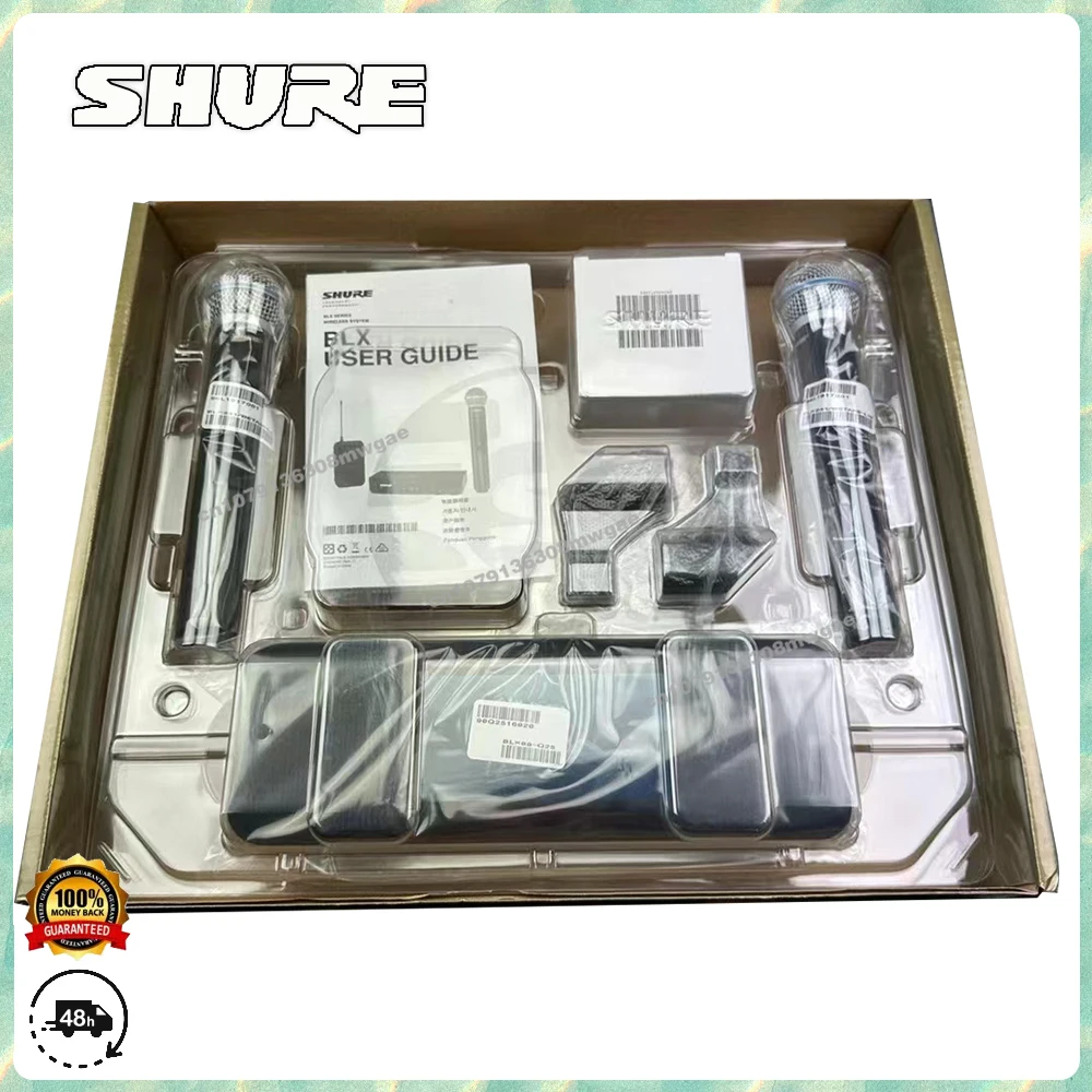 SHURE BLX288 BETA58A Wireless Microphone Dual Vocal System with 2 BETA58A Handheld Professional UHF 640-690MHZ Microphone