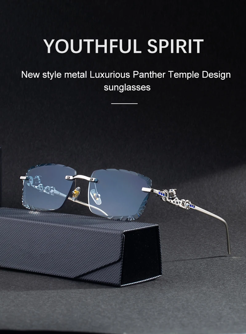 Mimiyou Quadratische randlose Sonnenbrille für Herren, hochwertige Outdoor-Brille für Damen, Grace Fashion-Brille, Marke UV400, Sonnenbrille – Detail 4