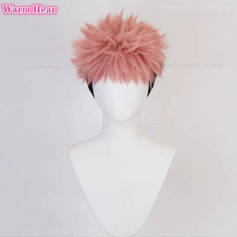 In Stock Anime Itadori Yuji Synthetic Hair Short 30cm Mixed Color Cosplay Anime Wig Heat Resistant Hair Party Wigs +Free Wig Cap