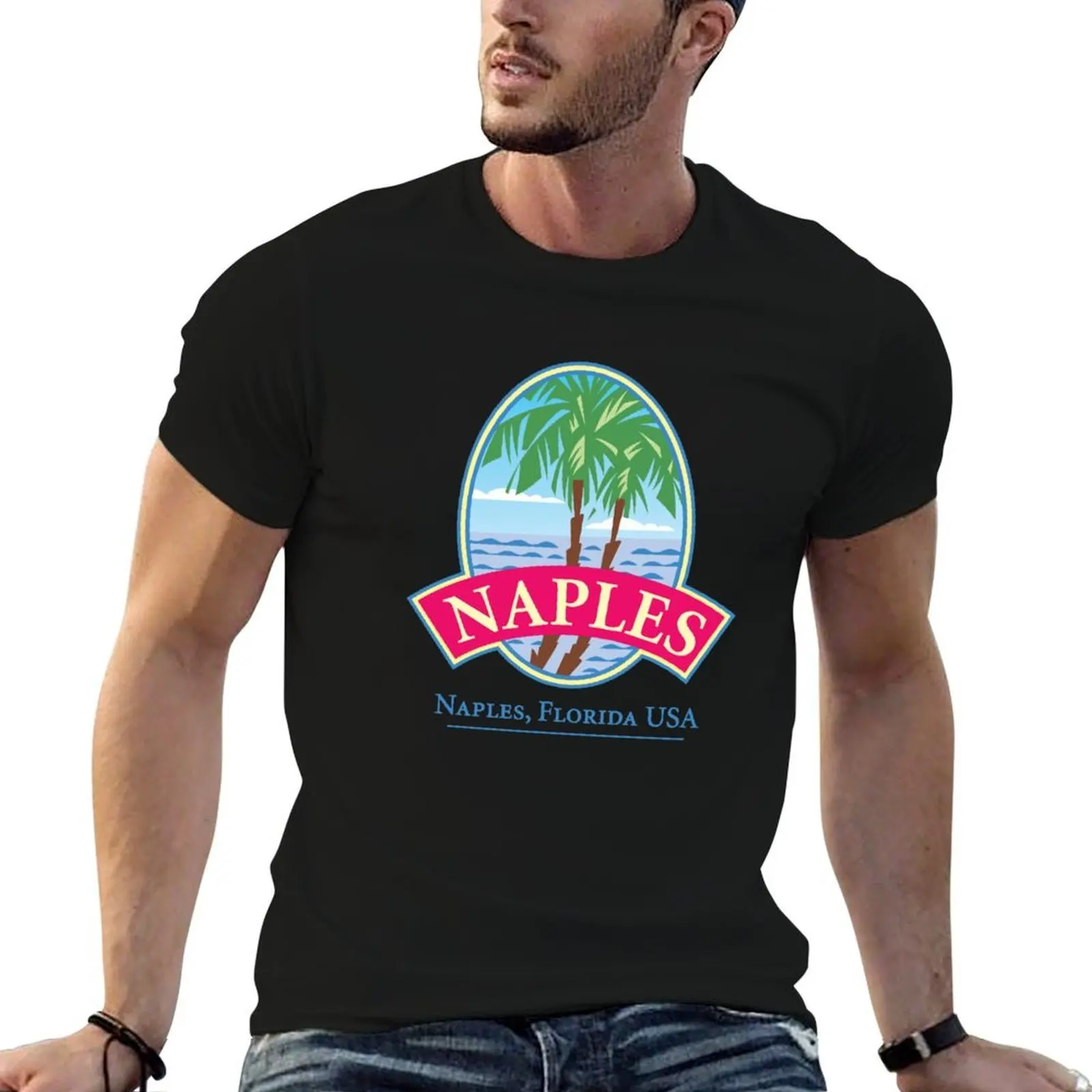 

Naples Florida Retro Logo T-Shirt cotton tshirt 100% t shirt personalised t shirts for man pack white T-shirt