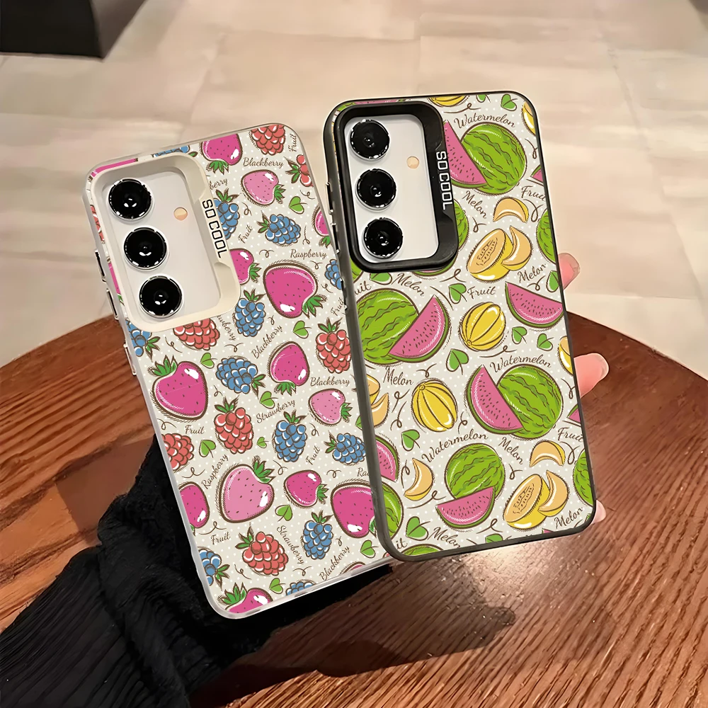 All Fruit Blueberry Grape Banana Silver IMD Case For Samsung A56 A55 A54 A53 A36 A35 A26 A25 A24 A17 A15 A32 A22 A52 5G Cover