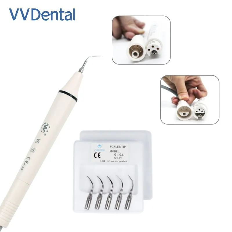 

VV Dental Ultrasonic Piezo Without Light Scaler Handpiece++5 Tips Detachable Oral Cleaning Calculus Kit fit EMS/SATELEC
