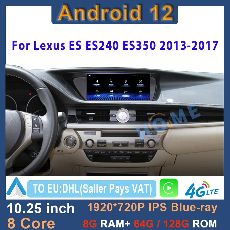 

Car Video 128GB Stereo Android 12 Radio GPS Multimedia Player CarPlay Autoradio For Lexus ES240 ES250 ES350 ES300h 2013- 2017 ES