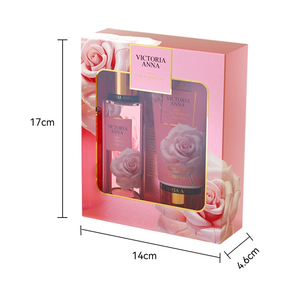 2PCS/Set Victoria Anna Skin Care Set Body Lotion Mist Female Original Fruity Fragrances Lasting Rose Scent EDT For Girl Gift