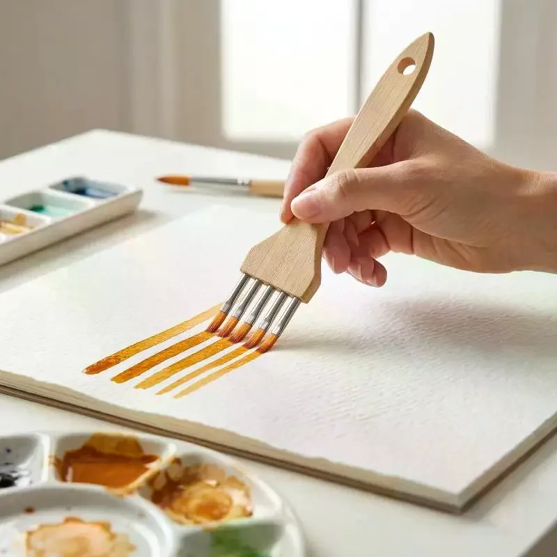 1/3/6Pcs Wooden Handle Multi-toothed Brush Comb Watercolor Acrylic Brushes Set Artists Drawing Supplies