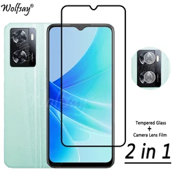 2 in 1 Tempered Glass For Oppo A57s Screen Protector Oppo A57s A57 A77s A96 A16 A53 A54 A74 A94 Camera Lens For Oppo A57s Glass