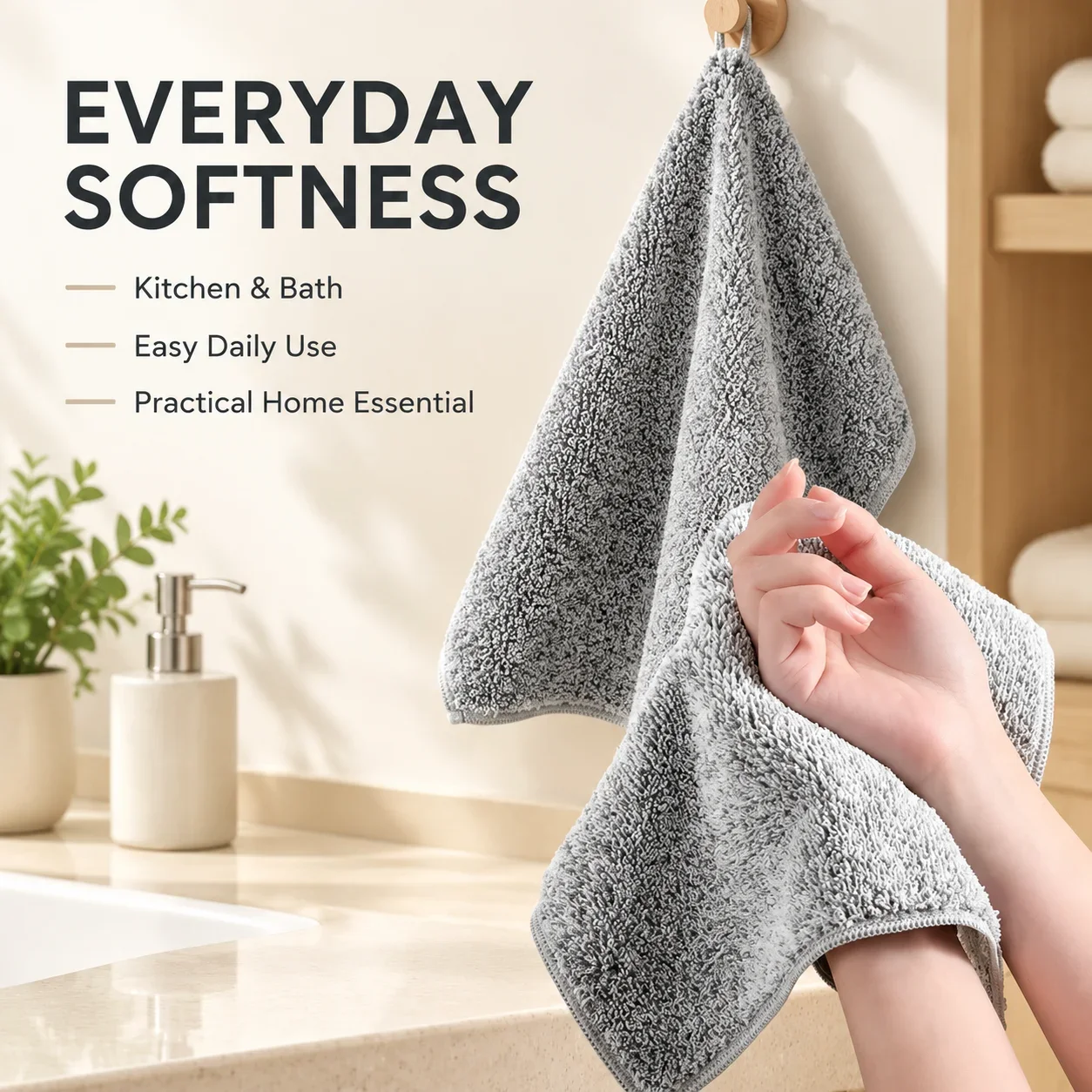 Household Kitchen and Bathroom Towels Made of Bamboo Charcoal Fiber Cloth, Convenient and Practical for Daily Kitchen Use