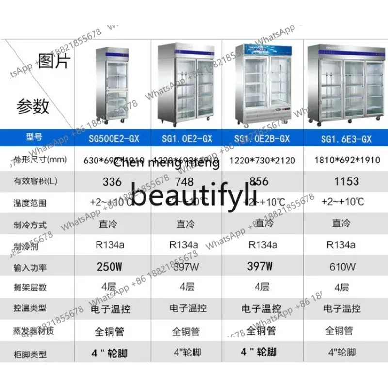 X  Commercial Freezer Refrigerator Multi-Functional Beverage Fruit Preservation Cabinet Energy-SavingX