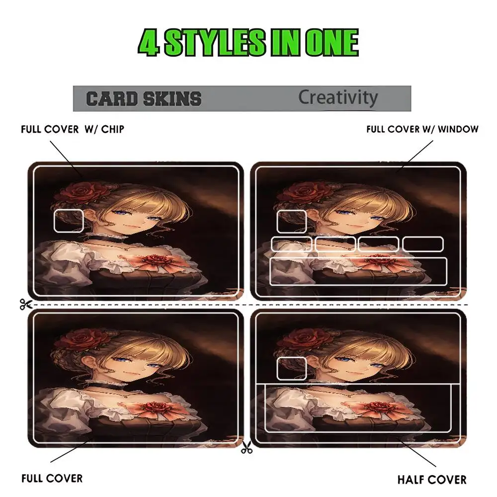 umineko no naku koro ni Credit Card Skin Stickers for Bank Card Bus Metro Card Sticker Waterproof Women Gift