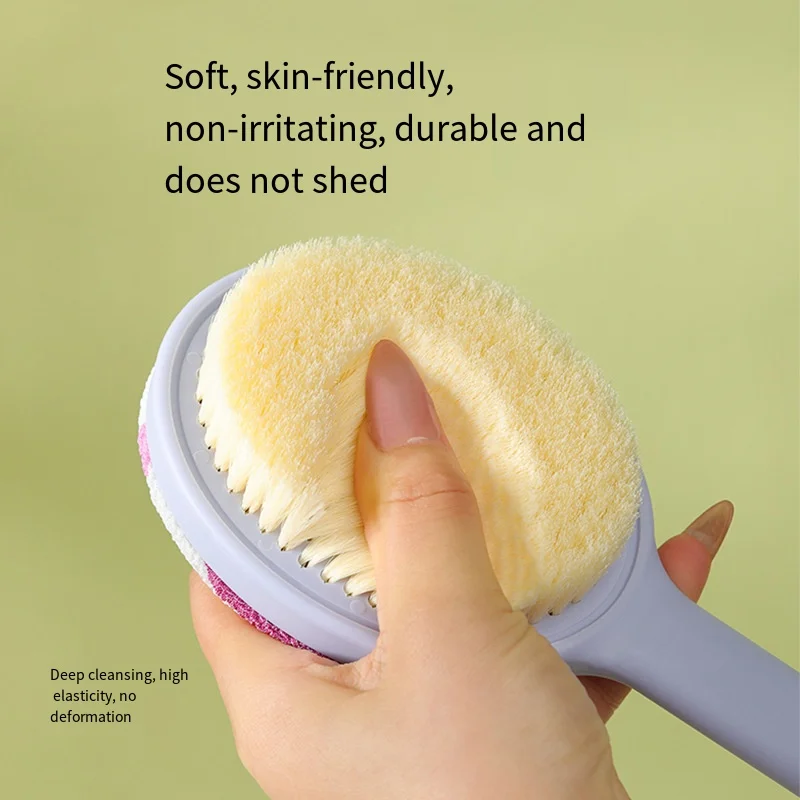1pc Long Handled Double-sided Bath Brushes Soft Bristled Shower Brush Back Scrubbing Bathing Towel Deep Clean Exfoliator Tools