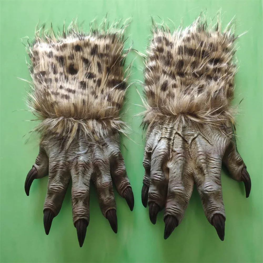 Animal Rhapsody Latex Weerwolf Klauw Handschoenen - Cosplay & Spookhuis Prop, Halloween Fuzzy Paw Kostuum Accessoire