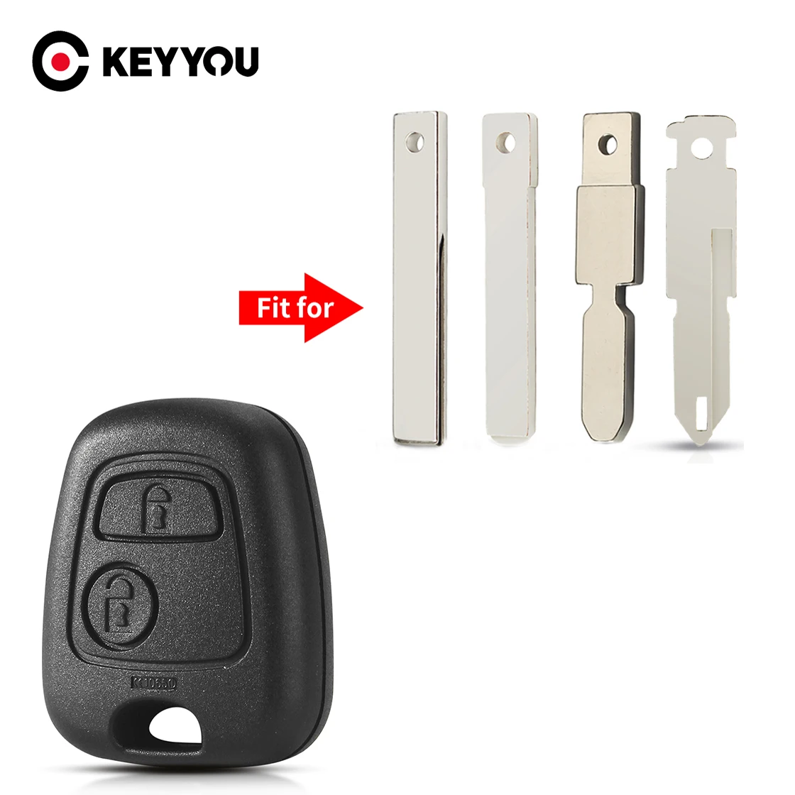 KEYYOU 100X For Toyota For Peugeot 107 206 207 306 307 407 For Citroen C1 C4 Car Key Shell Fob Replacement 2 Button Remote Case