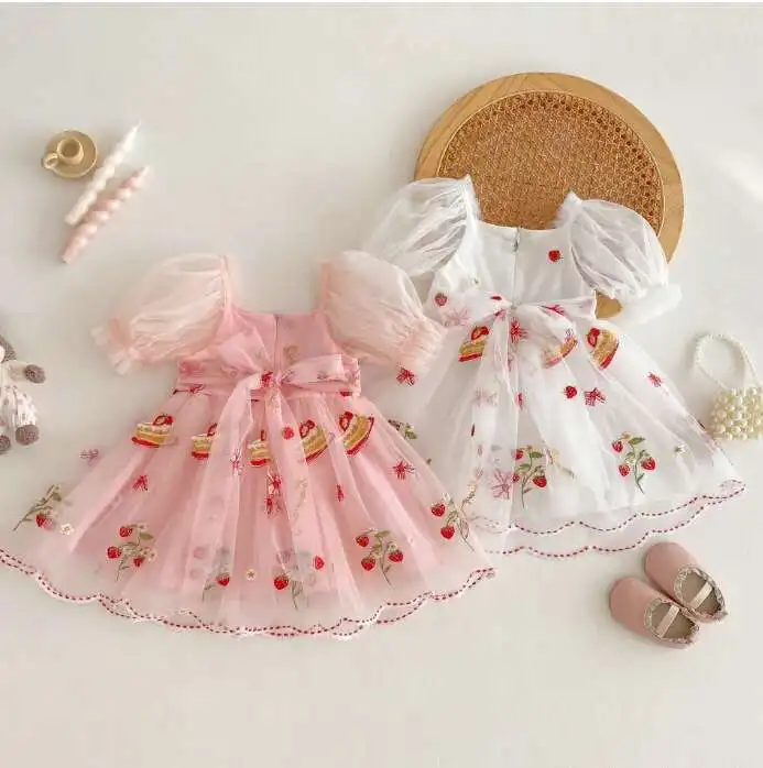 

Новое сетчатое платье с вышивкой феи для маленьких девочек, милое модное праздничное платье принцессы для детей от 2 до 6 лет