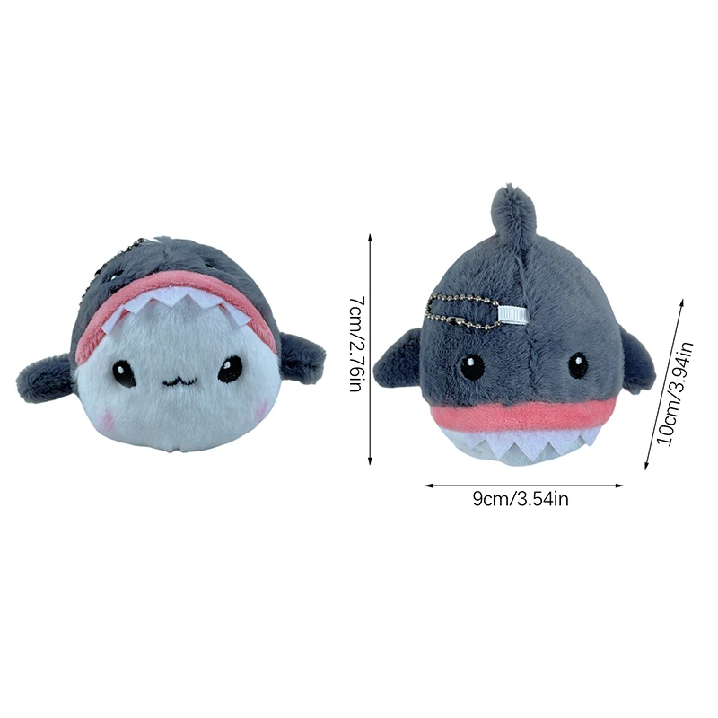 Porte-clés en peluche requin dessin animé, porte-clés animal en peluche, mignon, sac à beurre, décoration de face, pendentif sac à dos pour cadeaux de couple