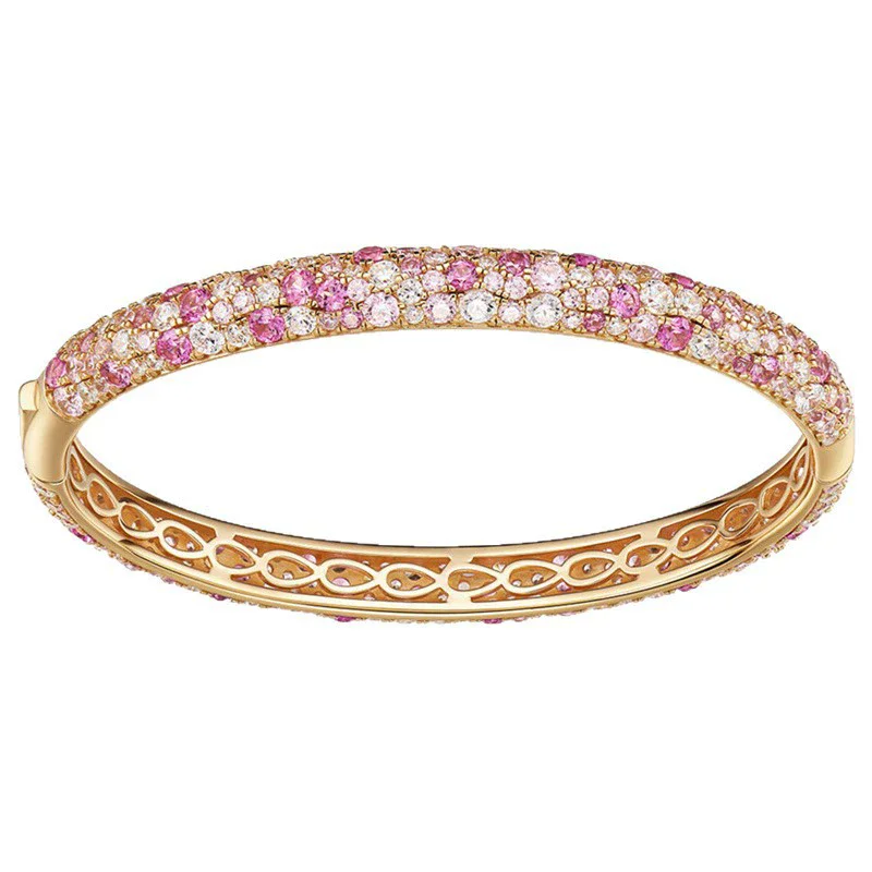 KQDANCE Vintage 925 Sterling Silver Women Bangles Gradient Pink High Carbon Diamond Gemstone Bracelets Fine Jewelry For Party