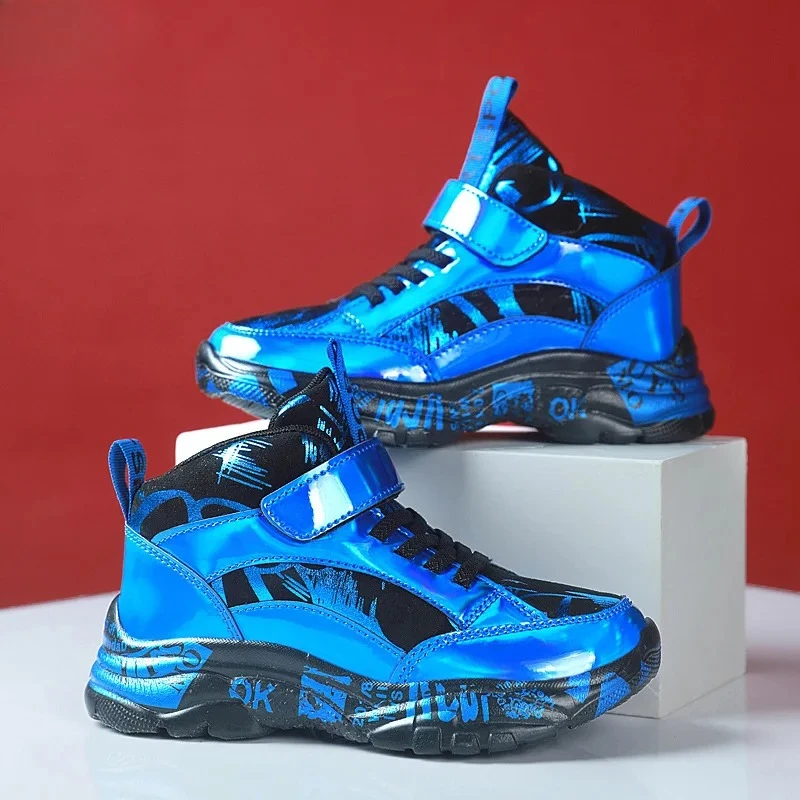 

Kids Leather Golden Chelsea Sneakers Spring Autumn New, Lightweight Breathable Running Shoes Big Boys