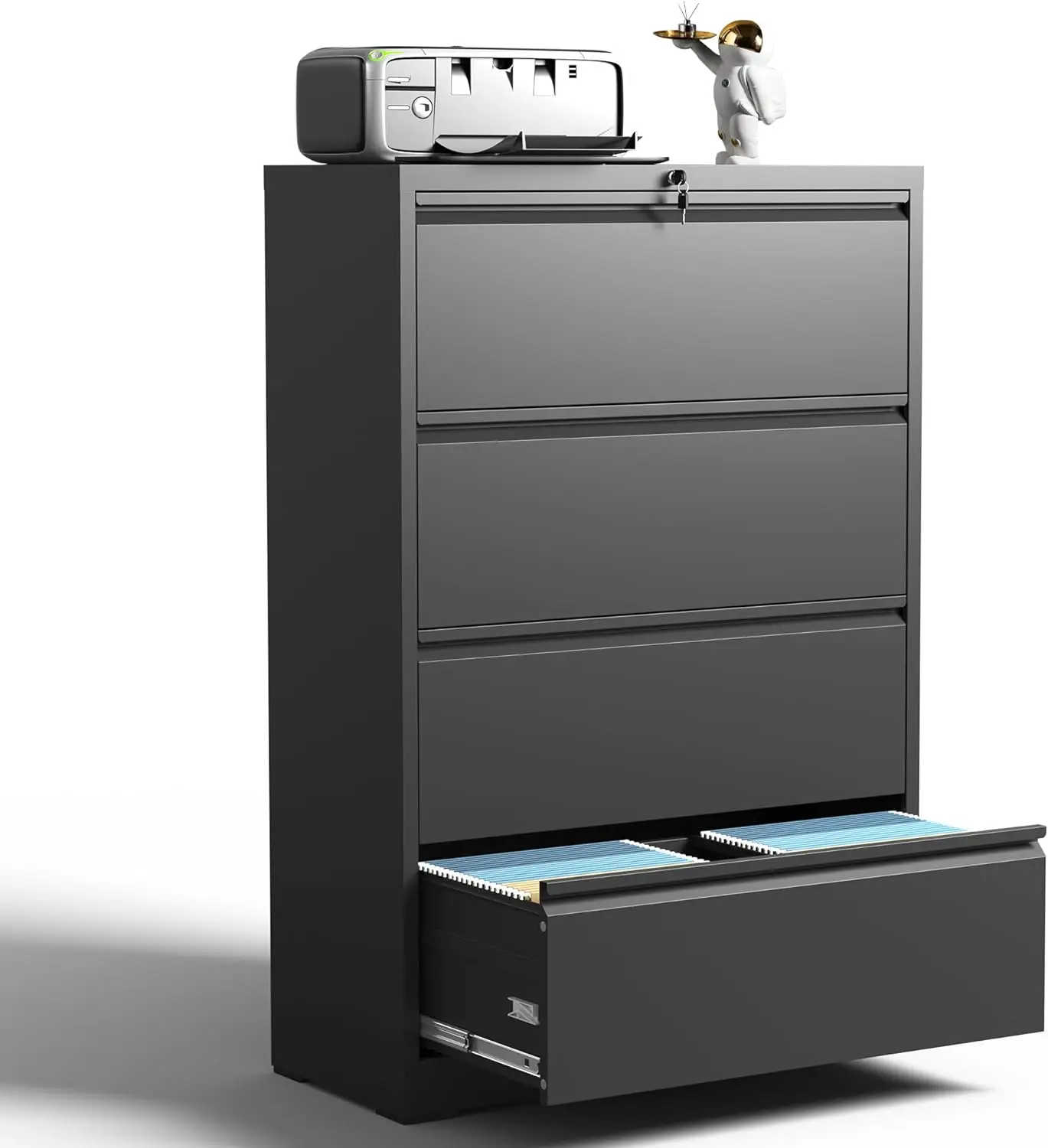 

Боковой шкаф для документов с 4 ящиками, металлические шкафы для документов для домашнего офиса, стальной широкий шкаф для хранения документов для письма/лагаля/F4/A4