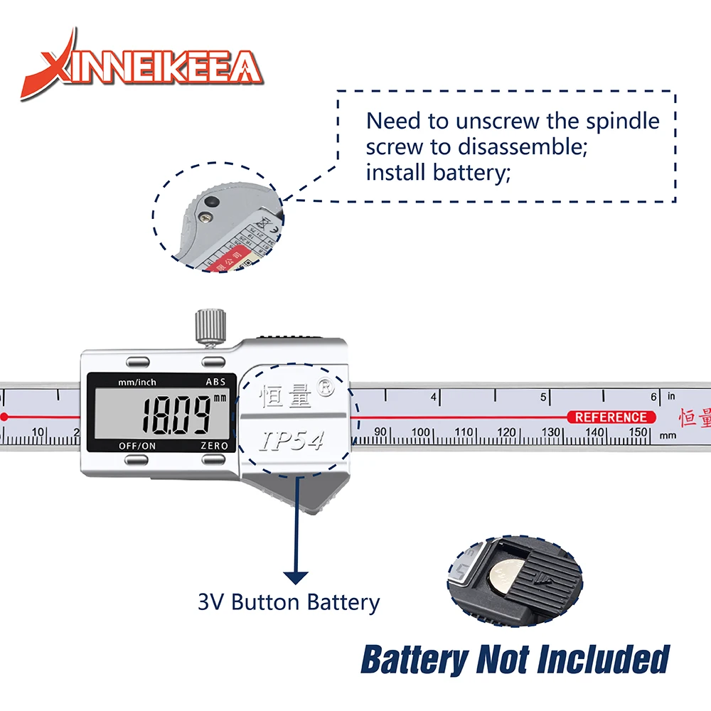 High Precision Long Jaw Inner Diameter Digital Display Caliper 150mm 200mm 300mm 4CR13 Non Standard Calipers Industrial Grade