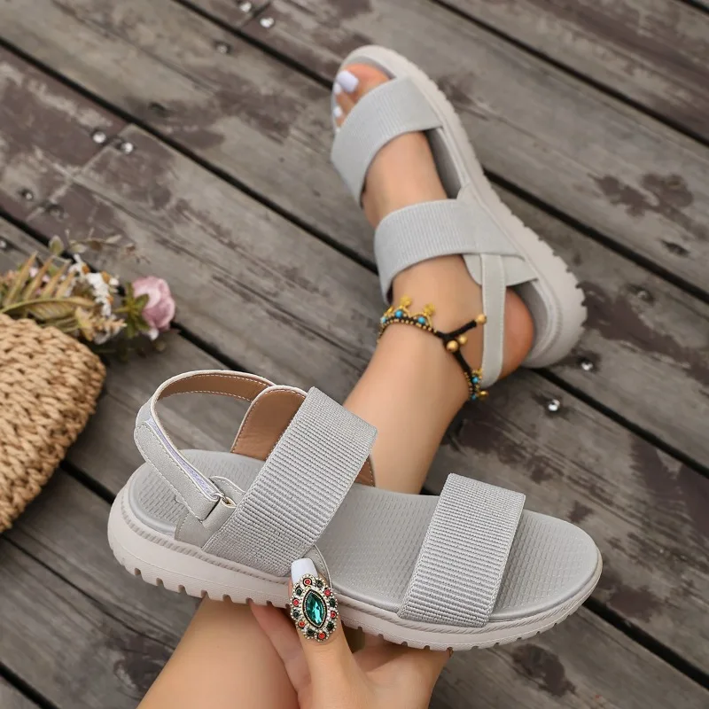 

Women Minimalist Wedge Sandals Summer New Fashion Solid Thick Soled Sandals Casual Ankle Strap Slingback Comfort Female Shoes