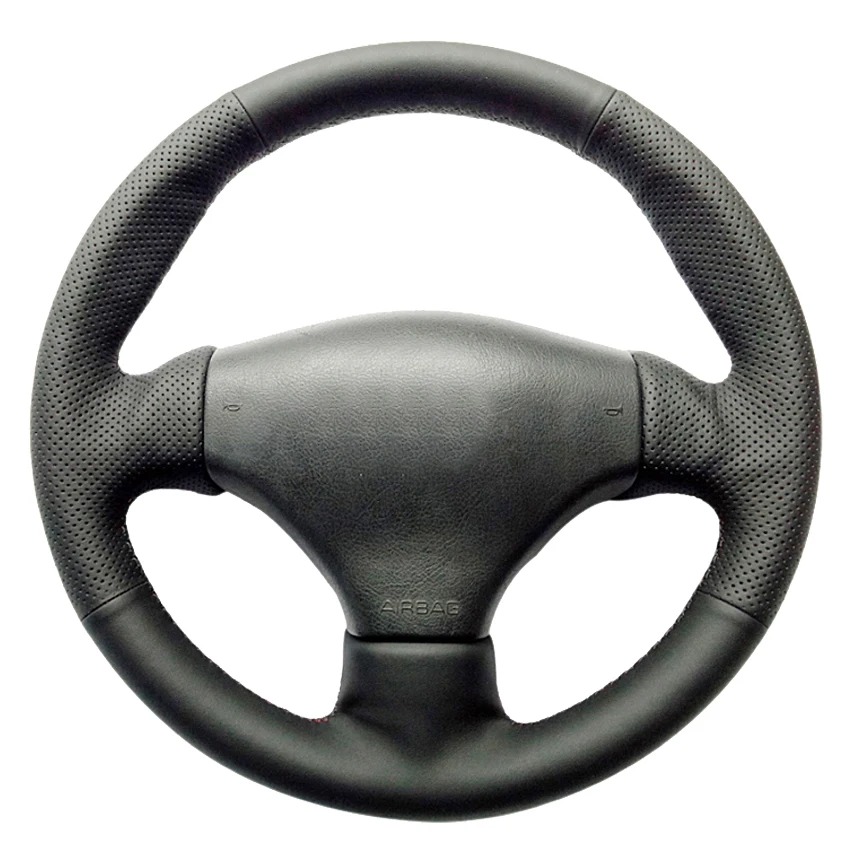 

Black Genuine Leather Hand-Stitched Car Steering Wheel Cover For Peugeot 206 1998-2005 206 SW 2003-2005 206 CC 2004 2005