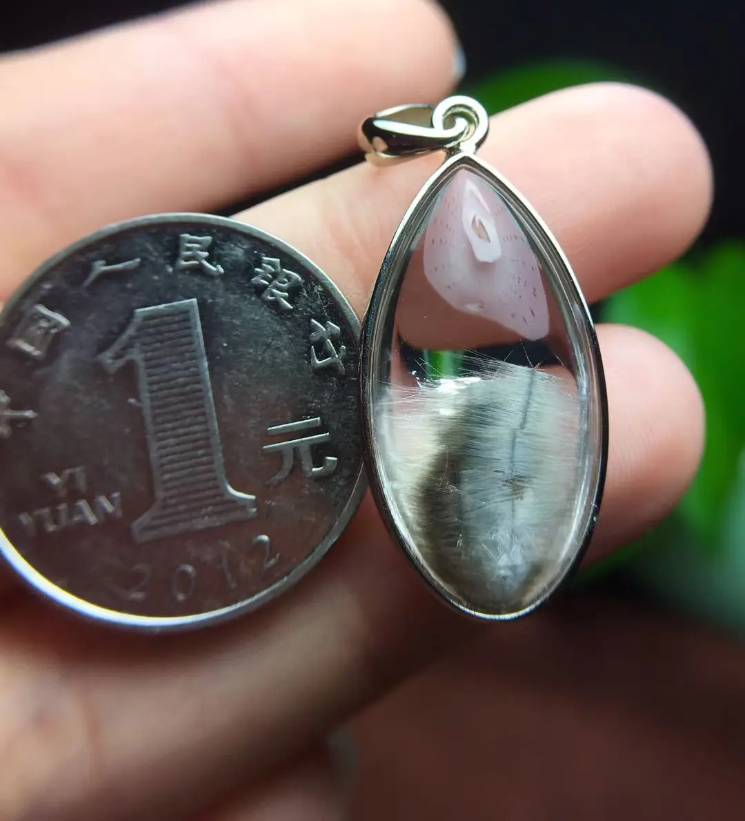 

Natural Brookite Platinum Black Rutilated Quartz Pendant 26.6*15*8.6mm Water Drop Women Men Bead Jewelry Fashion AAAAAA