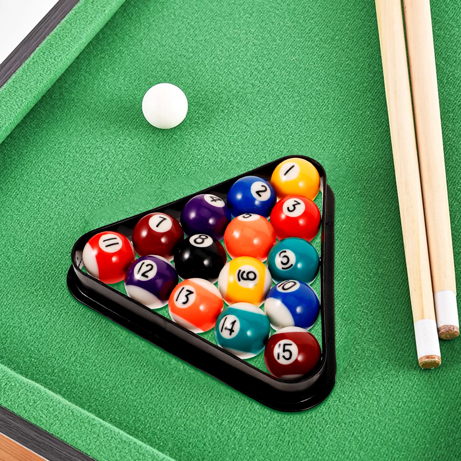 

1 Set Mini Resin Plastic Billiard Balls Pool Replacement Wear-Resistant Durable Smooth Surface Training Tools Rack Included Gift