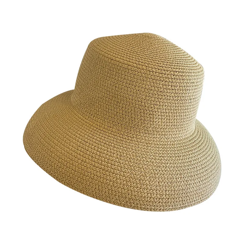 Sun Hat Women Summer Straw Hat French Retro Elegant Hepburn Black Straw Hat Wide Brim Protection Fashion Straw Visor Panama Cap