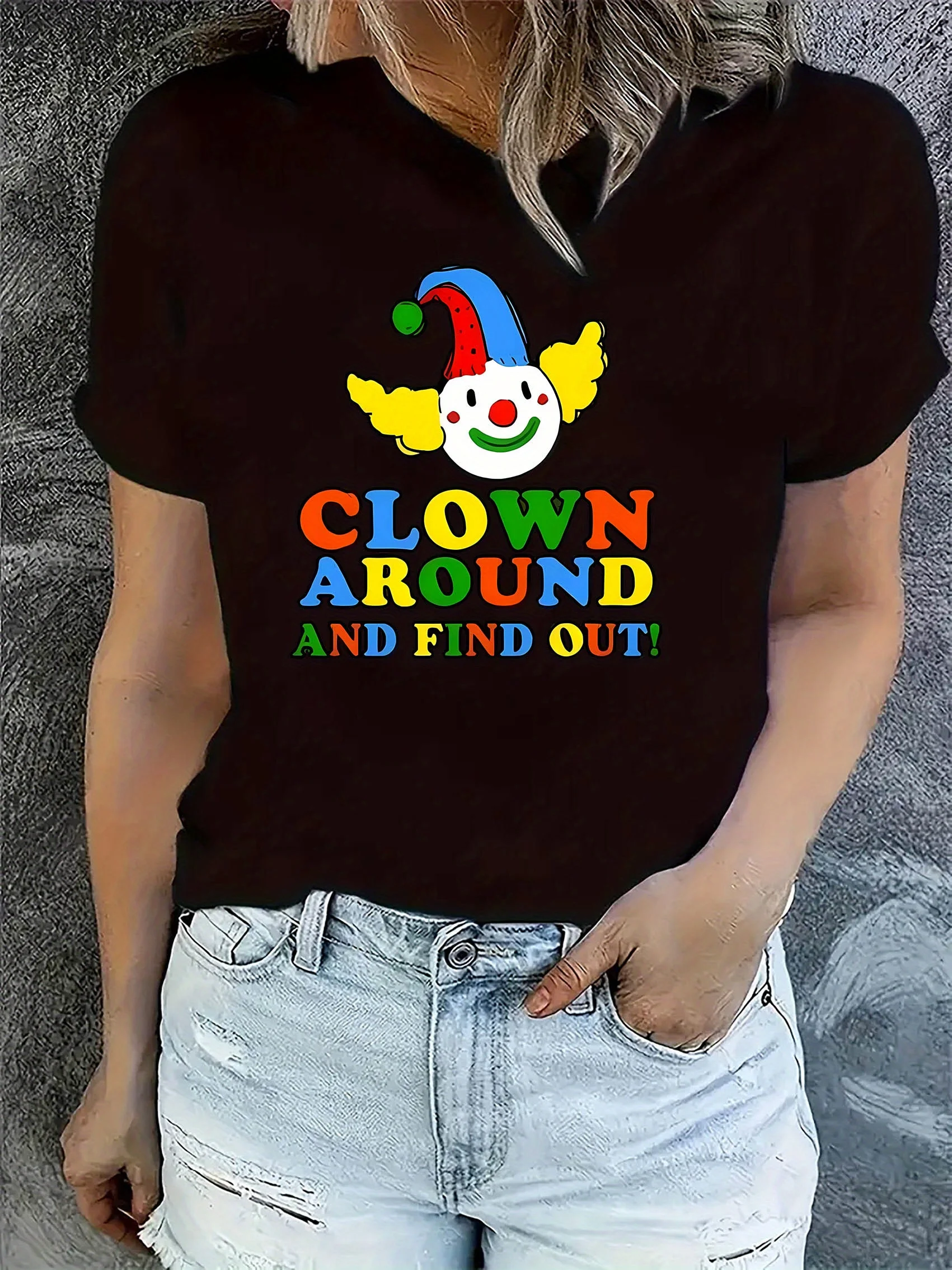 

Clown Letter Graphic Printing Summer Autumn Winter Cotton Men's and Women's T-shirts Short Sleeves Luxury Outdoor Sports Brand