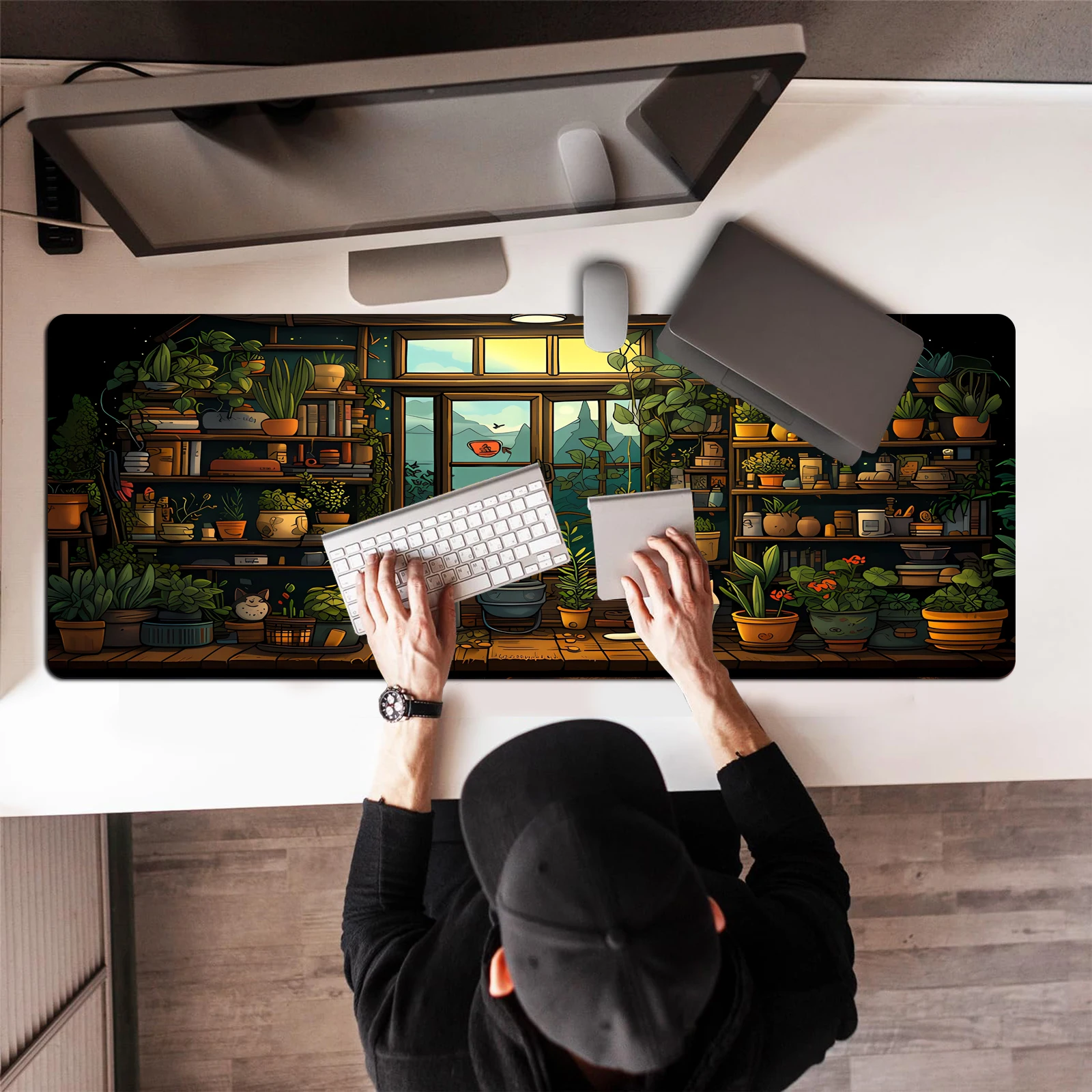 لوحة ماوس لطيفة على شكل قطة، حصيرة ديكور مكتب كاواي، لوحة ماوس ألعاب كبيرة للكمبيوتر المكتبي ولوحة مفاتيح الكمبيوتر المحمول، ديكور المكتب #2