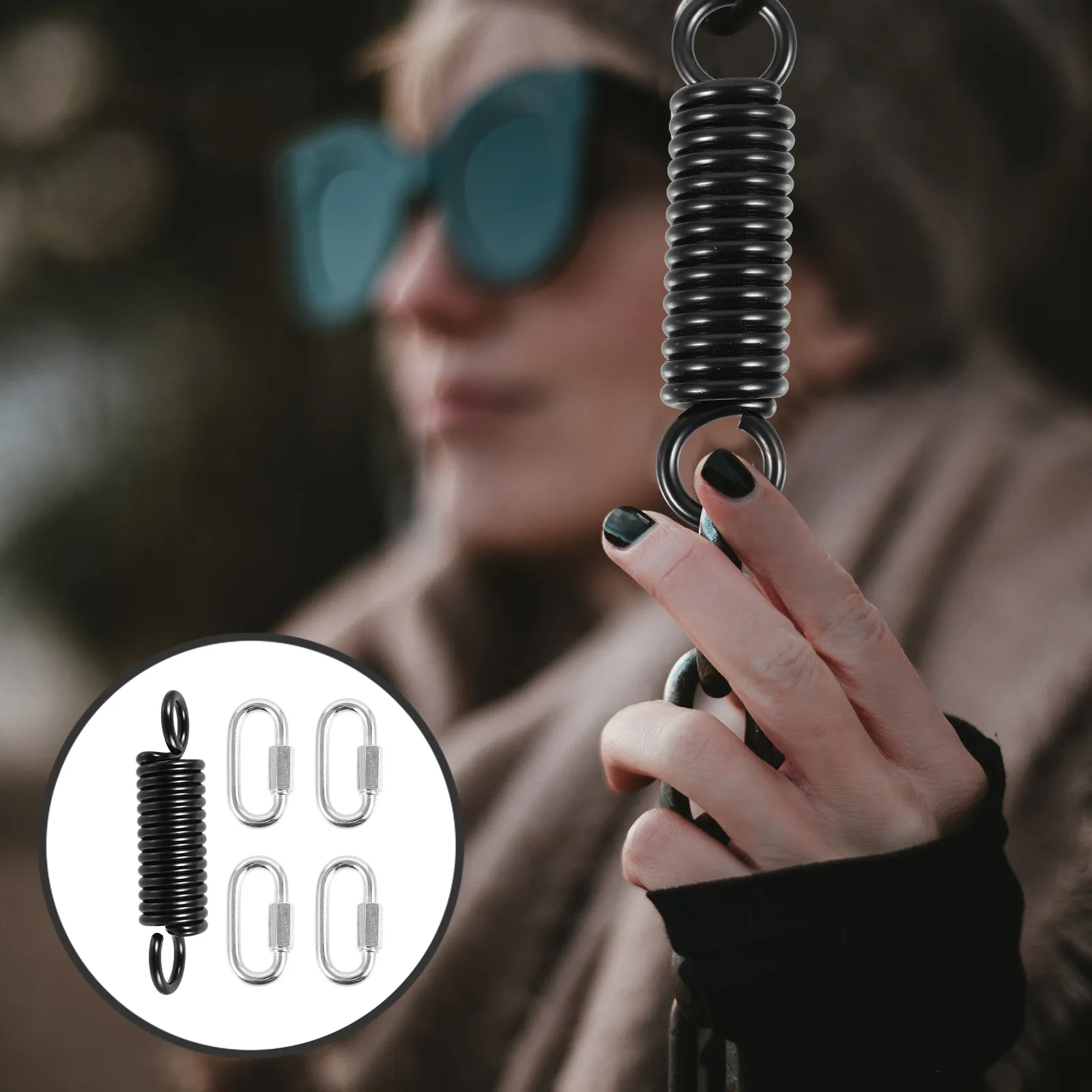 

Комплект пружин для гамака-кресла, металлический пружинный комплект для качелей, прочный, сверхмощный, для уличных подвесных качелей, набор для ремонта качелей на веранде