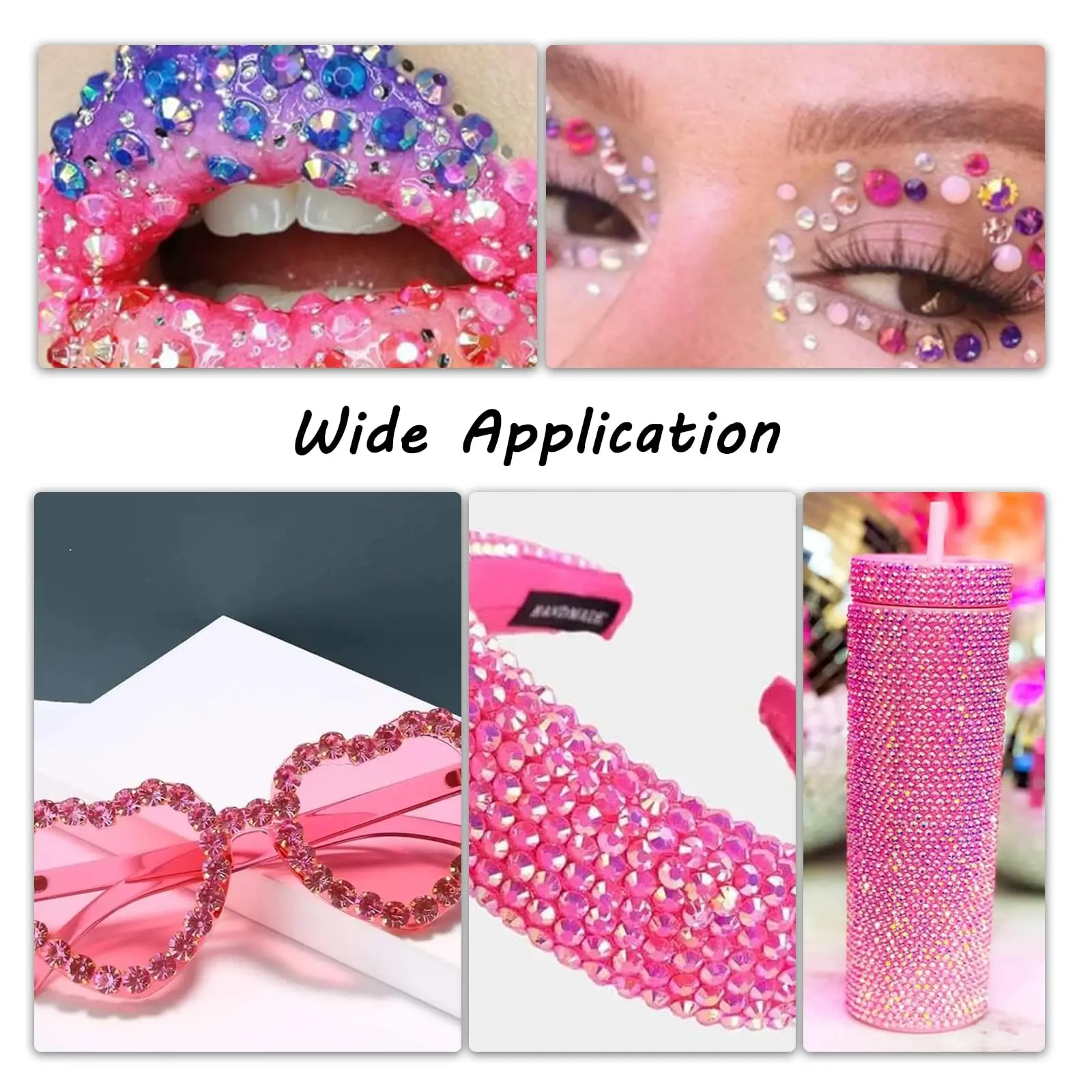 Hot Pink AB Harz-Jelly-Strass 2mm 3mm 4mm 5mm 6mm – Kunststeinperlen für Bastelarbeiten, DIY, Nagelkunst, Charms, Zubehör, Steine in Großpackung – Detail 5