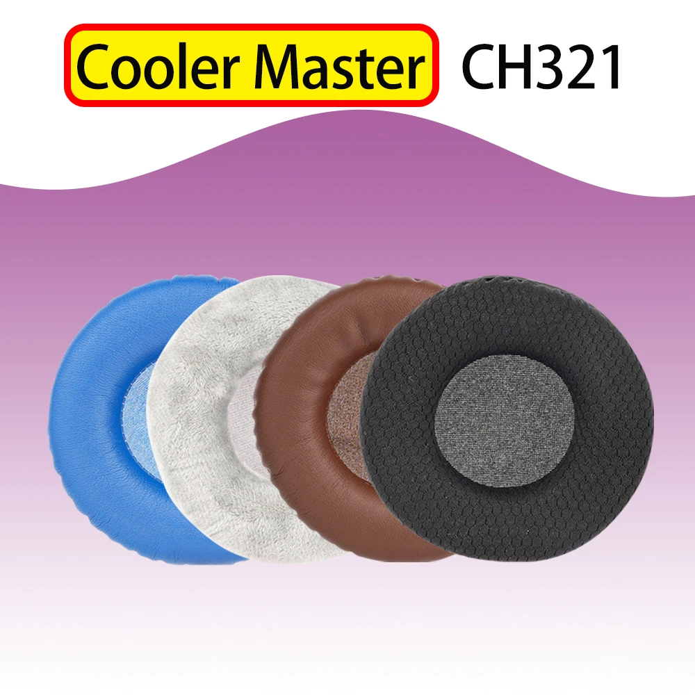 Almohadillas de terciopelo de tela de malla para auriculares Cooler Master CH321, almohadillas redondas de espuma de esponja de cuero PU, funda de almohadillas de repuesto