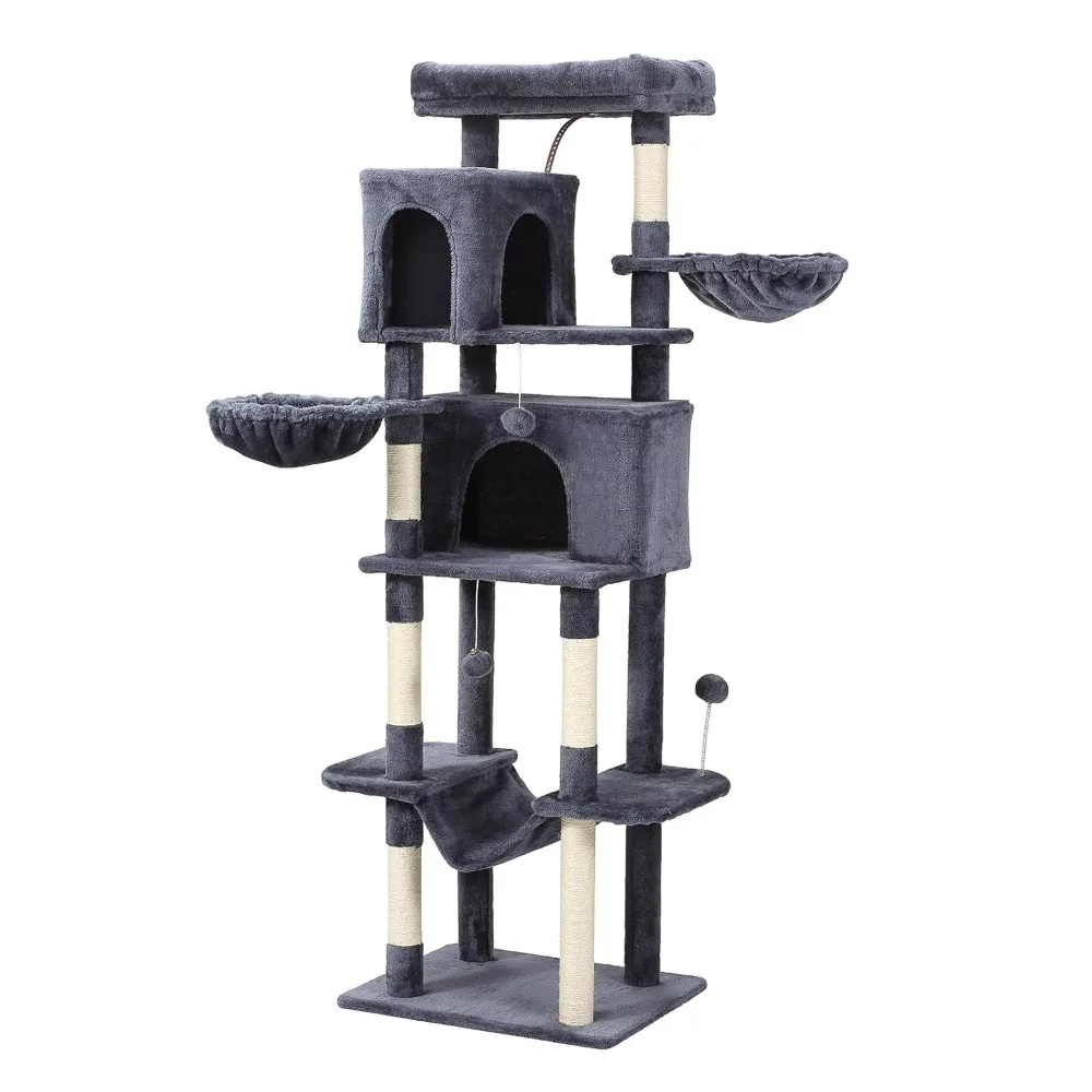 

70-Inch Cat Tree,Large Cat Tree Tower with Hammock, Scratching Post, Condo and Multi-Level Cat Tower for Large, Customized