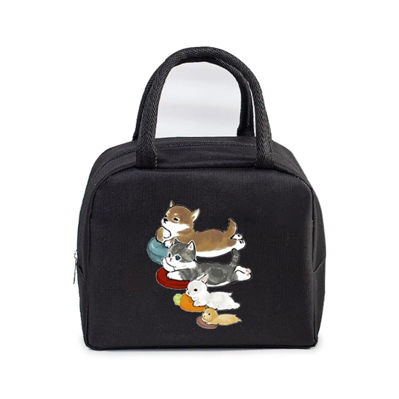 Funny Anime Cats Portable Lunch Bag Durable Office Women Men Thermal Box Cartoon Lunch Handbags Cooler Insulated Food Lunch Bags