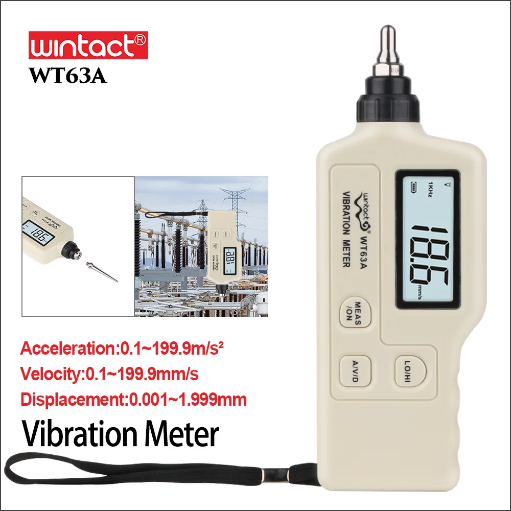 WINTACT Vibration Analyzer Digital Vibration Meter Vibrometer Analizador De Vibraciones Handheld WT63A Vibrator Vibration Tester