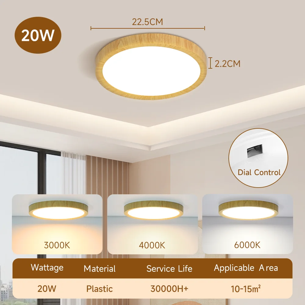 Wood Grain Ceiling Lamp Led Indoor Bathroom Lamps 220V Panel Led Kitchen Lighting for Living Room Waterproof IP44 Ceiling Lights image 3