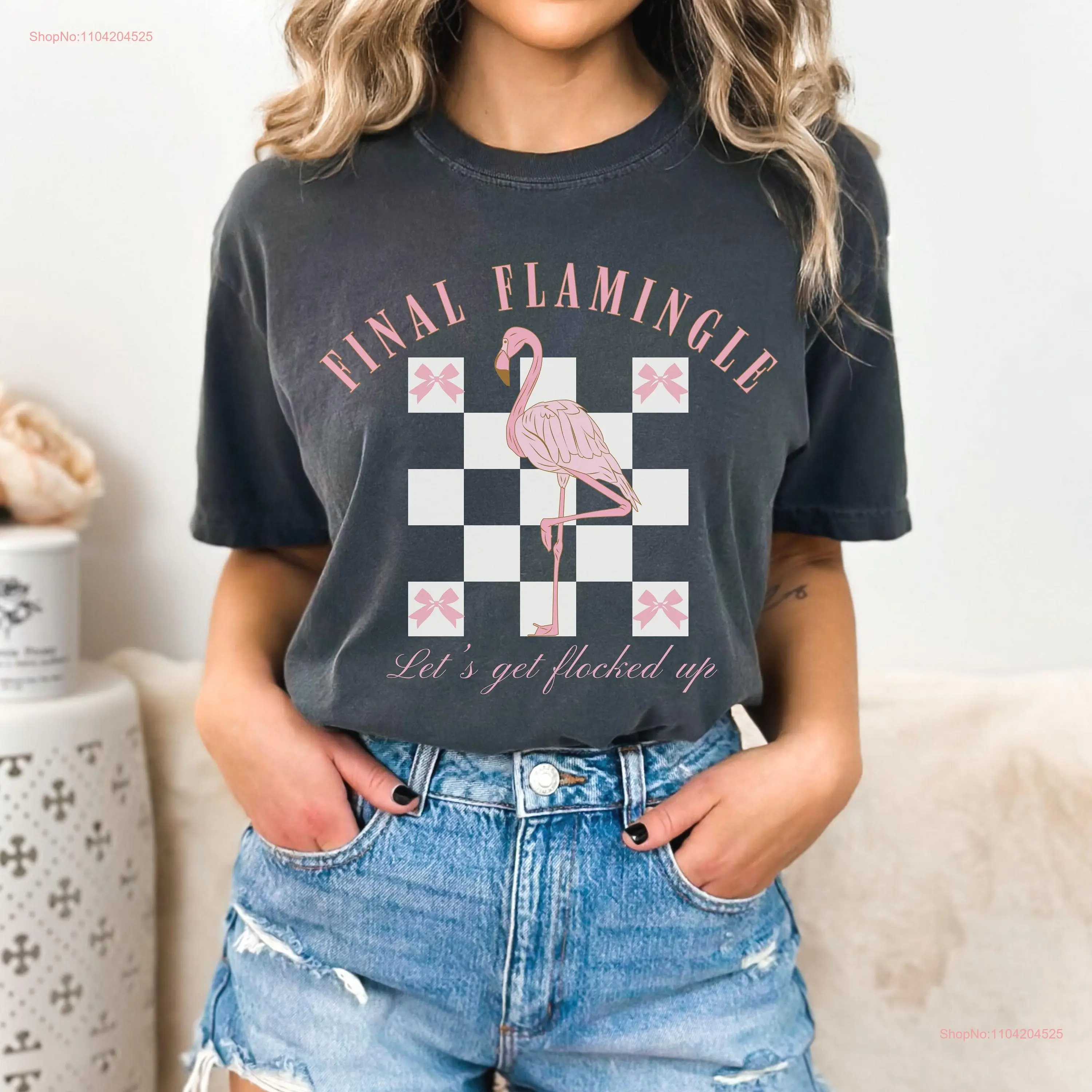 Bachelorette Party T Shirt Flamingo Tennis Club Oversize Matching Luxury Coquette Bougie Bridesmaid Pink Bow Checkerboard