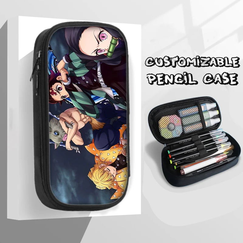 21cm X 10cm Kamado Tanjirou Hashibira Inosuke Pencil Cases Anime Large Capacity Pretty Stationery Exclusive Cool Pencil Case