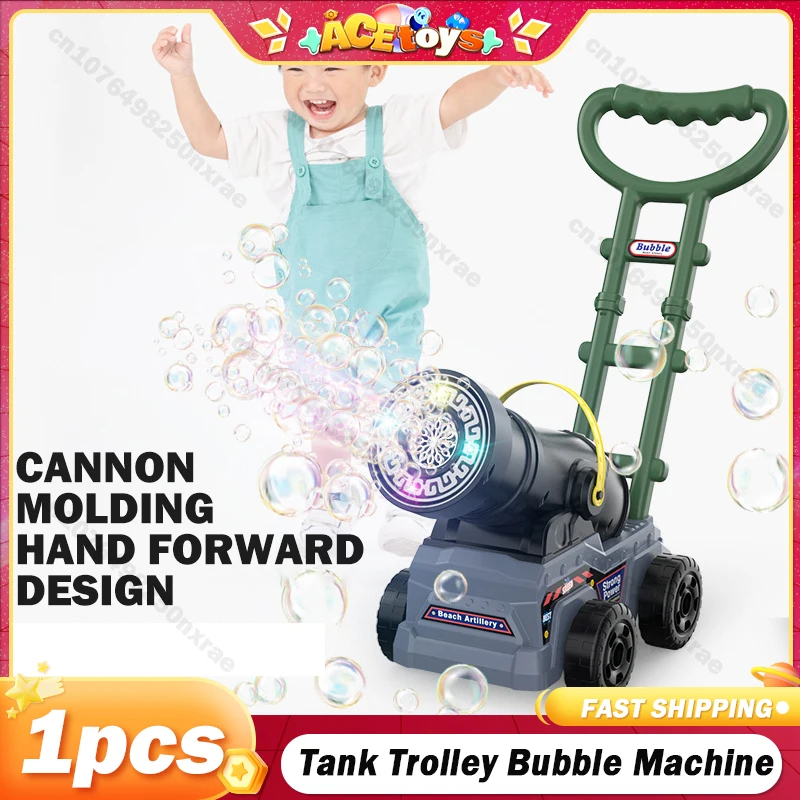 

Tank Trolley Bubble Machine Bubbles Gun Automatic Electric Soap Bubbles with Light Music Outdoor Games Loading Children's Gifts