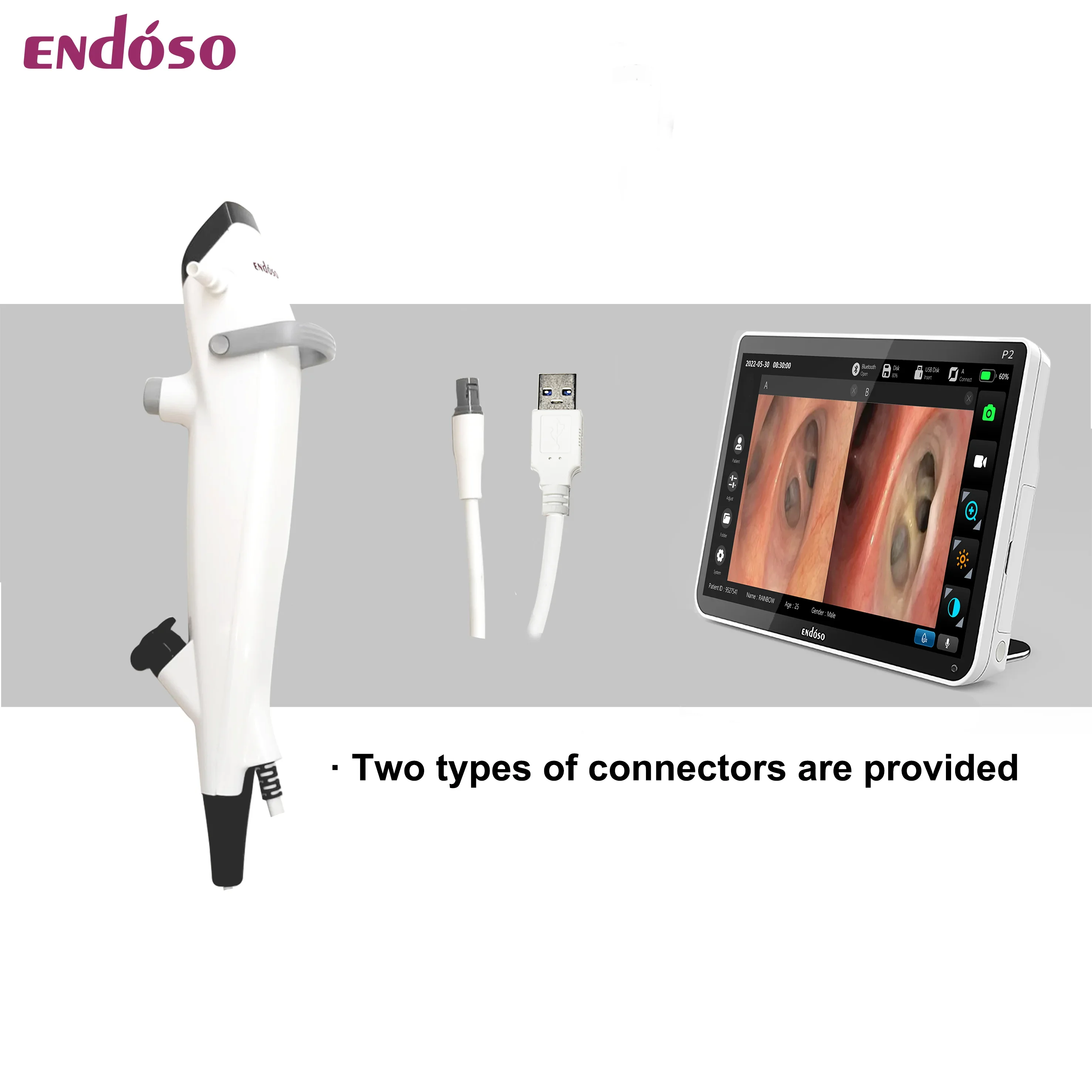 Endoscopio desechable Nasal ENT, bronceoscopio de vídeo de fibra óptica, endoscopio Flexible médico 2,2 2,4 2,8mm