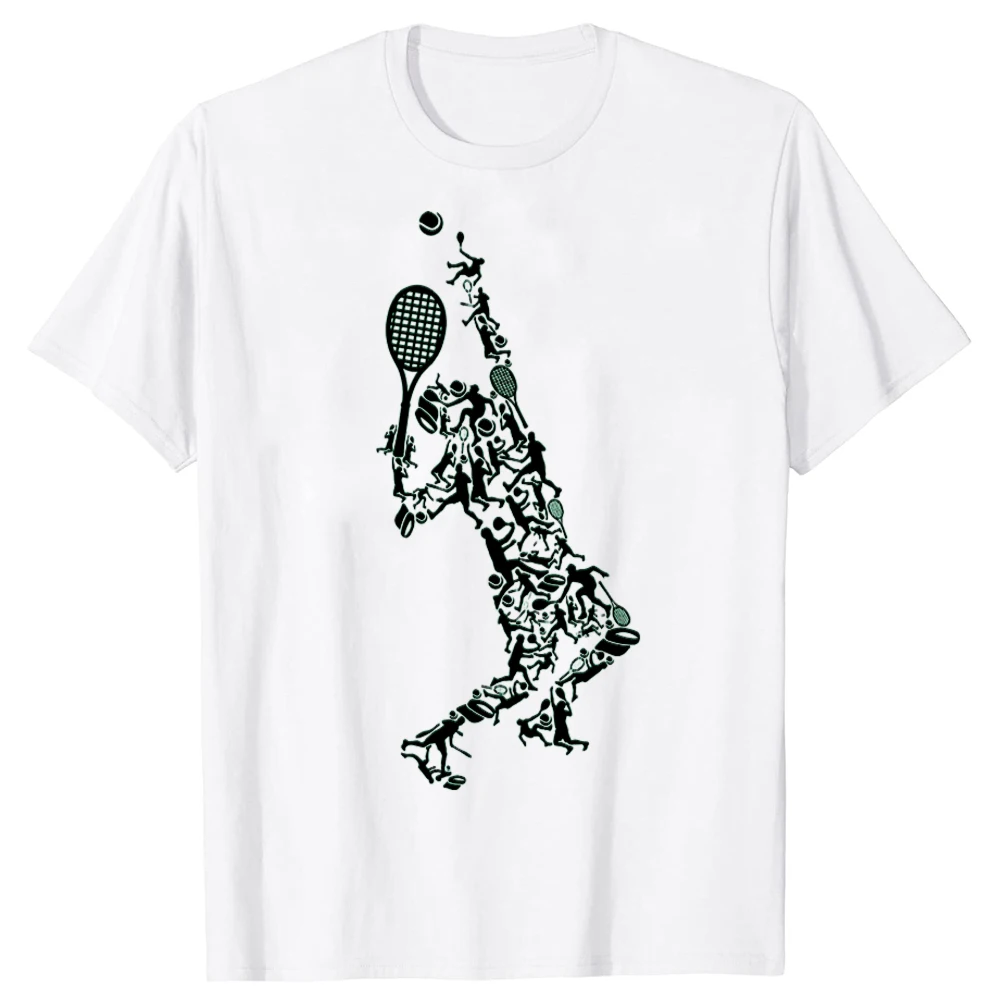 This Women's T-shirt Features A Fun Print of A Tennis Player in Various Poses, Offering A Casual Style That Is Breathable Y2K