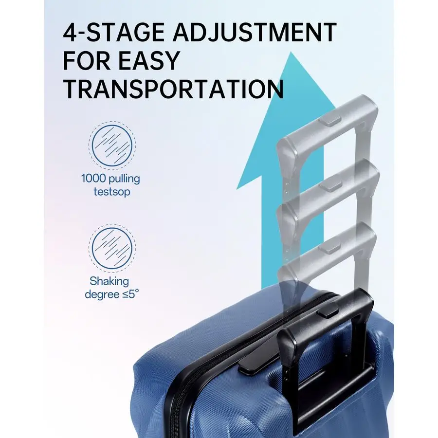 機内持ち込み可能 22x14x9 インチ、PCハードケーススーツケース、20インチ回転式ホイール付きスーツケース、軽量トラベルスーツケース（Mサイズ）