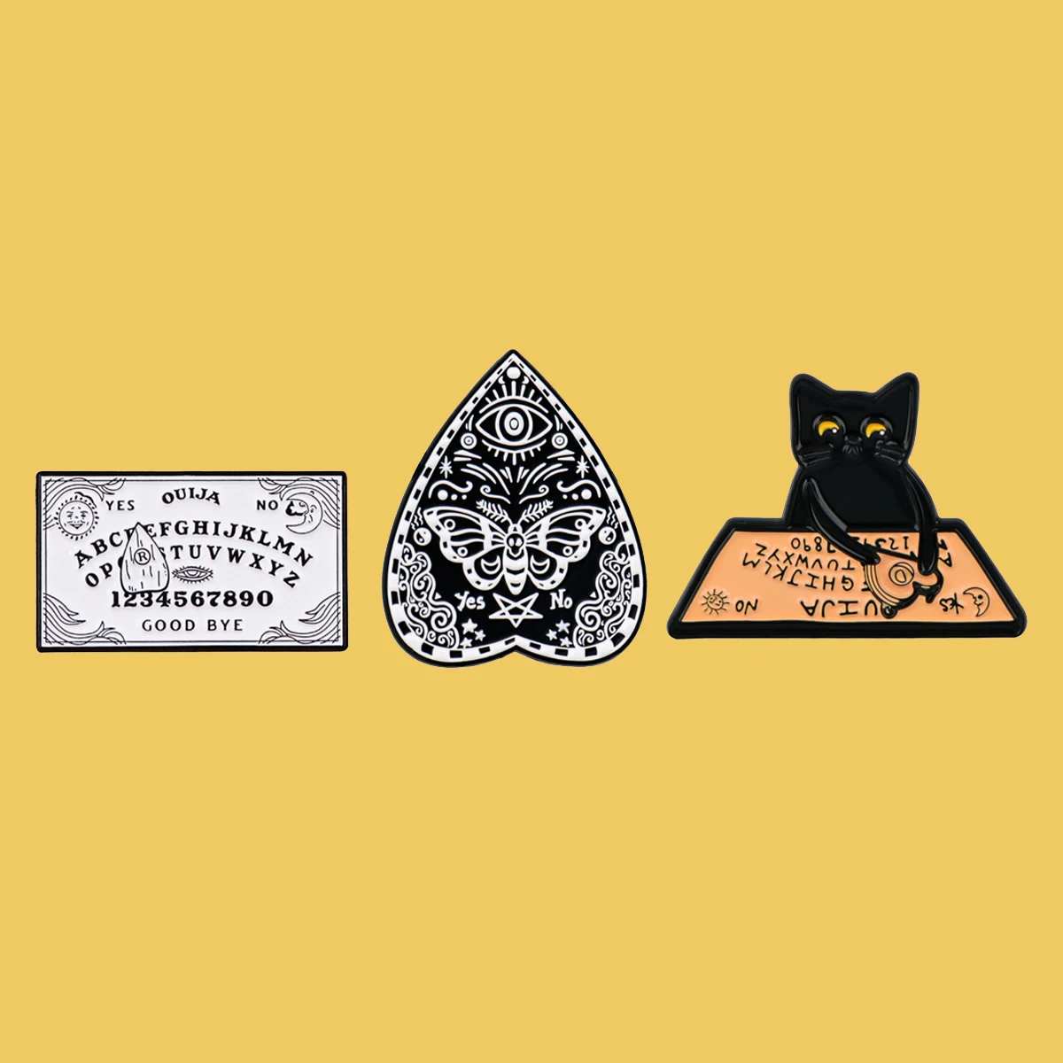 Halloween Witch Enamel Pin Divination Board Ouija Brooches for Women Lapel Pin Metal Badge Collar Jewelry Clothing Accessories