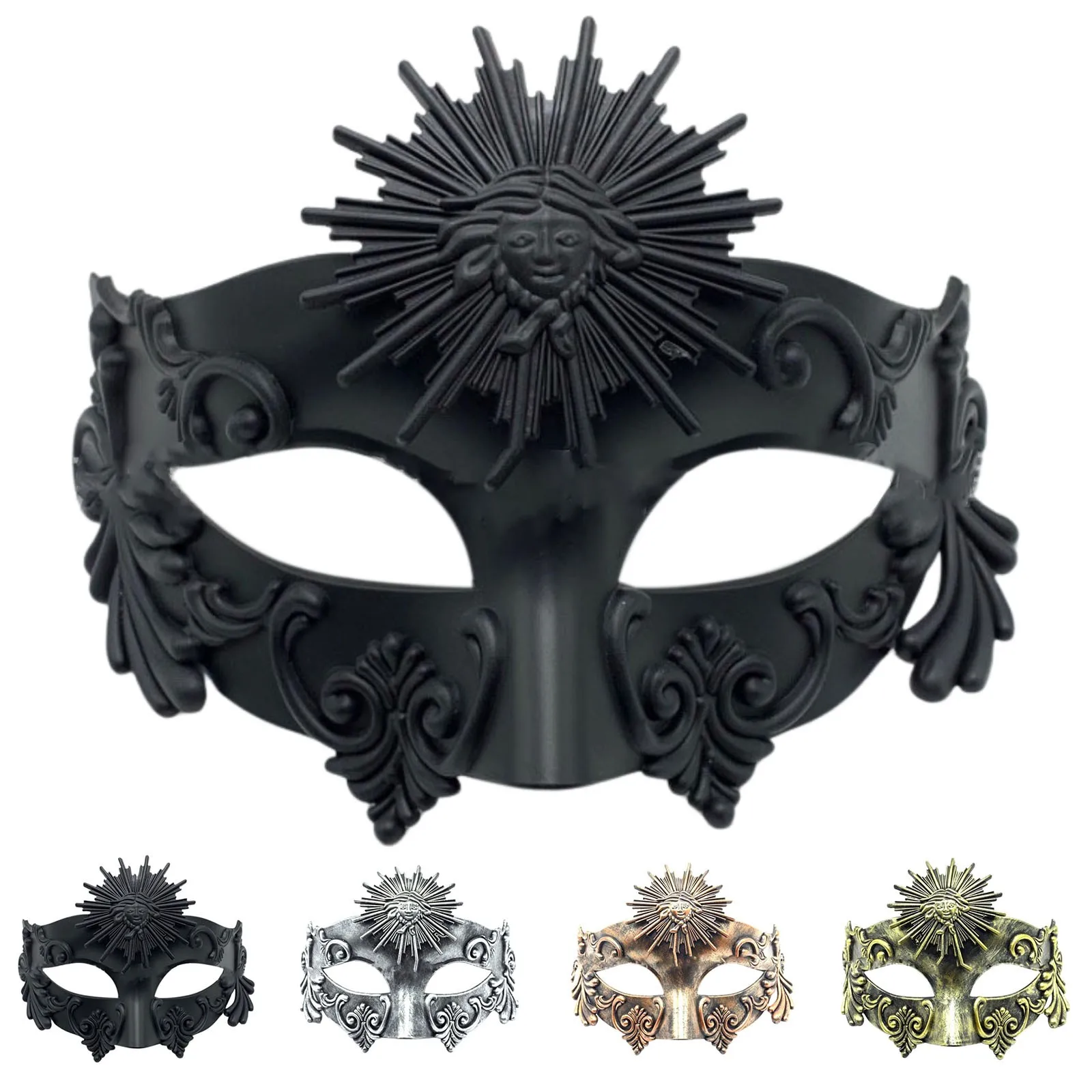 Roman Sun God Steampunk Phantom Masquerade Cosplay Mask Plastic Half Face Men Women Punk Carnival Halloween Props Dance Mask