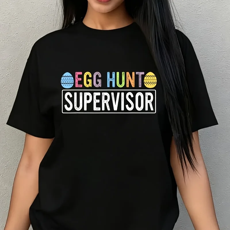 Egg Hunt Supervisor Matching Egg Hunting Mom Dad Easter Day Women's Plus Size T-Shirt 100% Cotton 220g