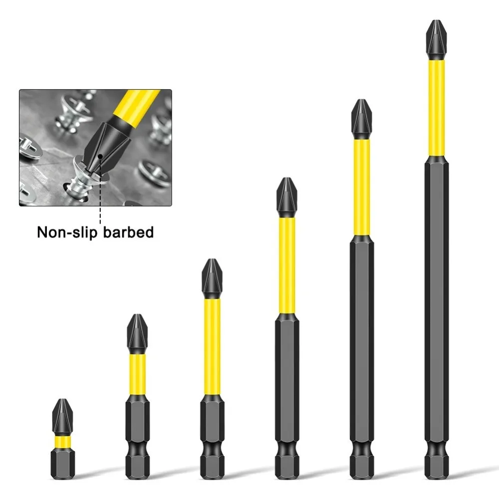 5pcs PH2 Size Impact Driver Bit Set 4 Inch Length Magnetic Tip Magnetic Driver Bits S2 Alloy Steel High Hardness Cross Head Bit