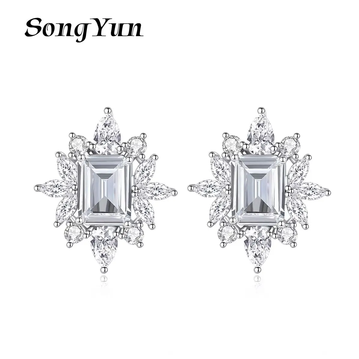 

SYYG Jewelry MHT Quality Brass Stud Earrings Dangle CZ 7A Zircon Bridesmaid Gift Minimalist Women Earring Jewelry