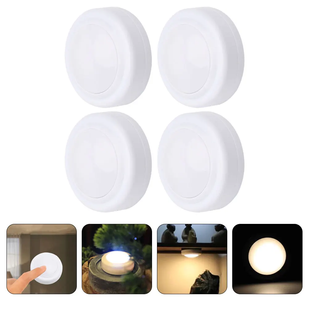 

4 Pcs Touch Night Light Dimmable Led Tap Portable Mini Cordless Abs Control Small