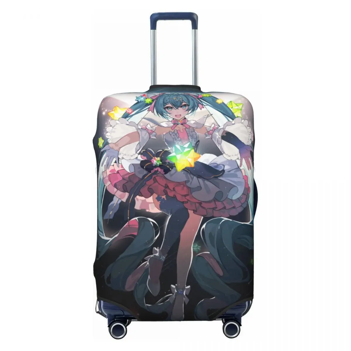 カスタム初音ミク-vocaloid-ロックアニメ荷物カバープロテクターファッション旅行スーツケースカバー-18-32-インチ用